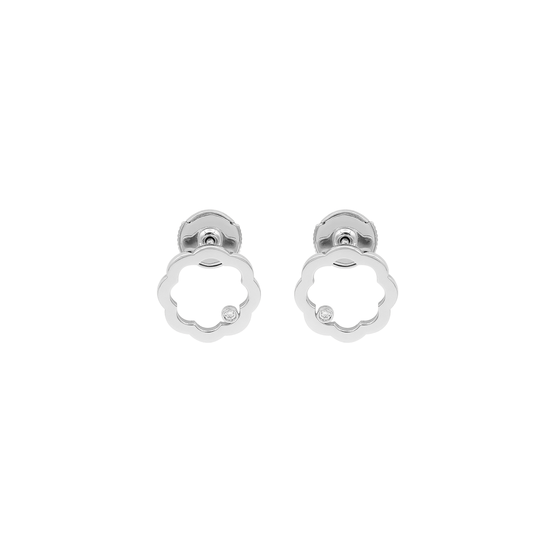 Classic MIMOSA white gold Earrings 2 Diamonds, without chains