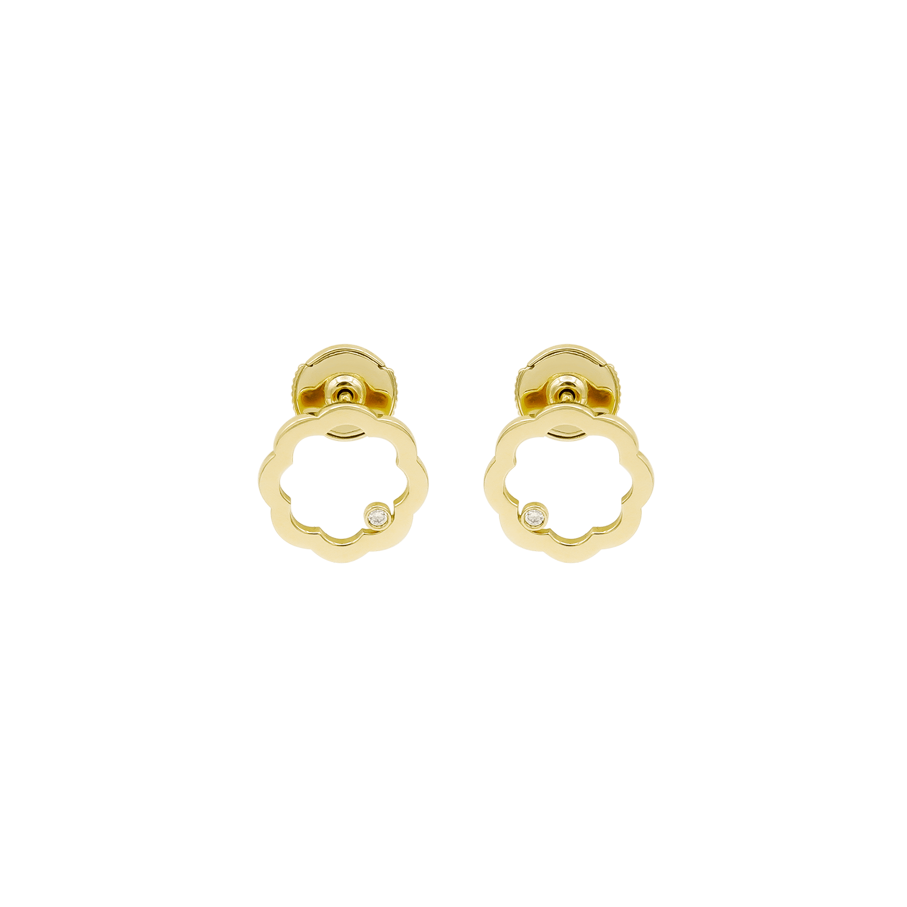 Classic MIMOSA gold Earrings 2 Diamonds, without chains