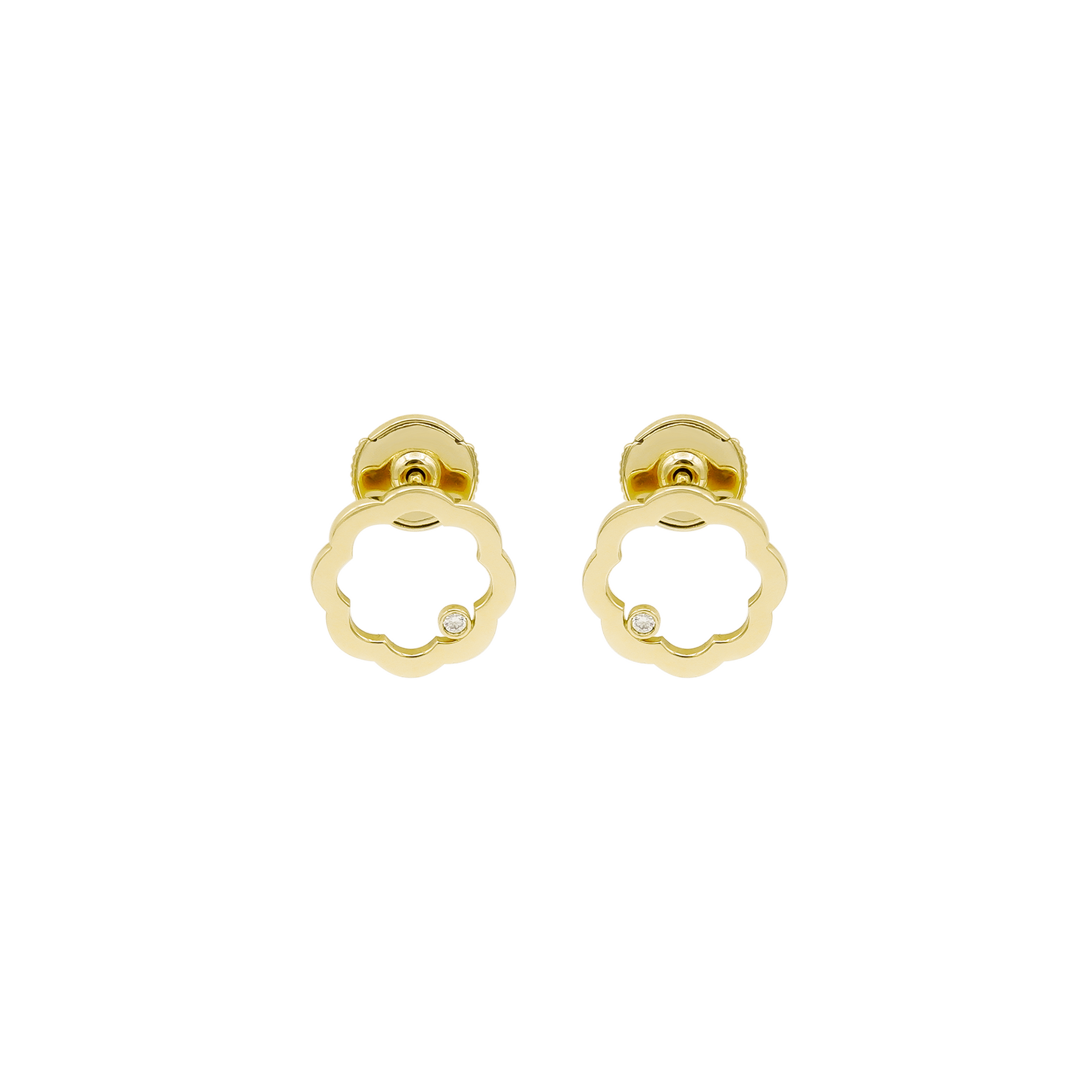 Classic MIMOSA gold Earrings 2 Diamonds, without chains