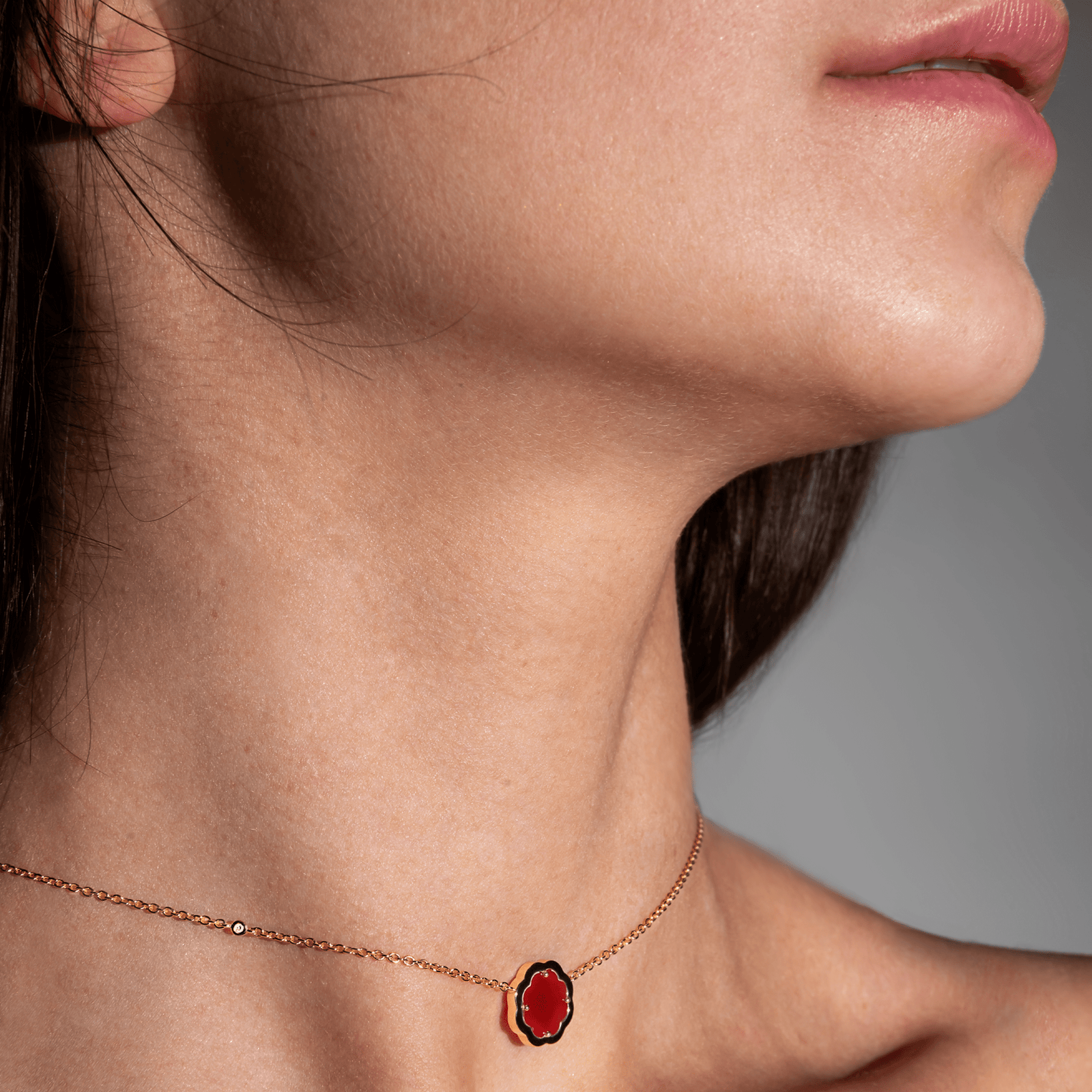 ACACIA carnelian pendant necklace worn model Paris luxury - STEPHANIE KALCK