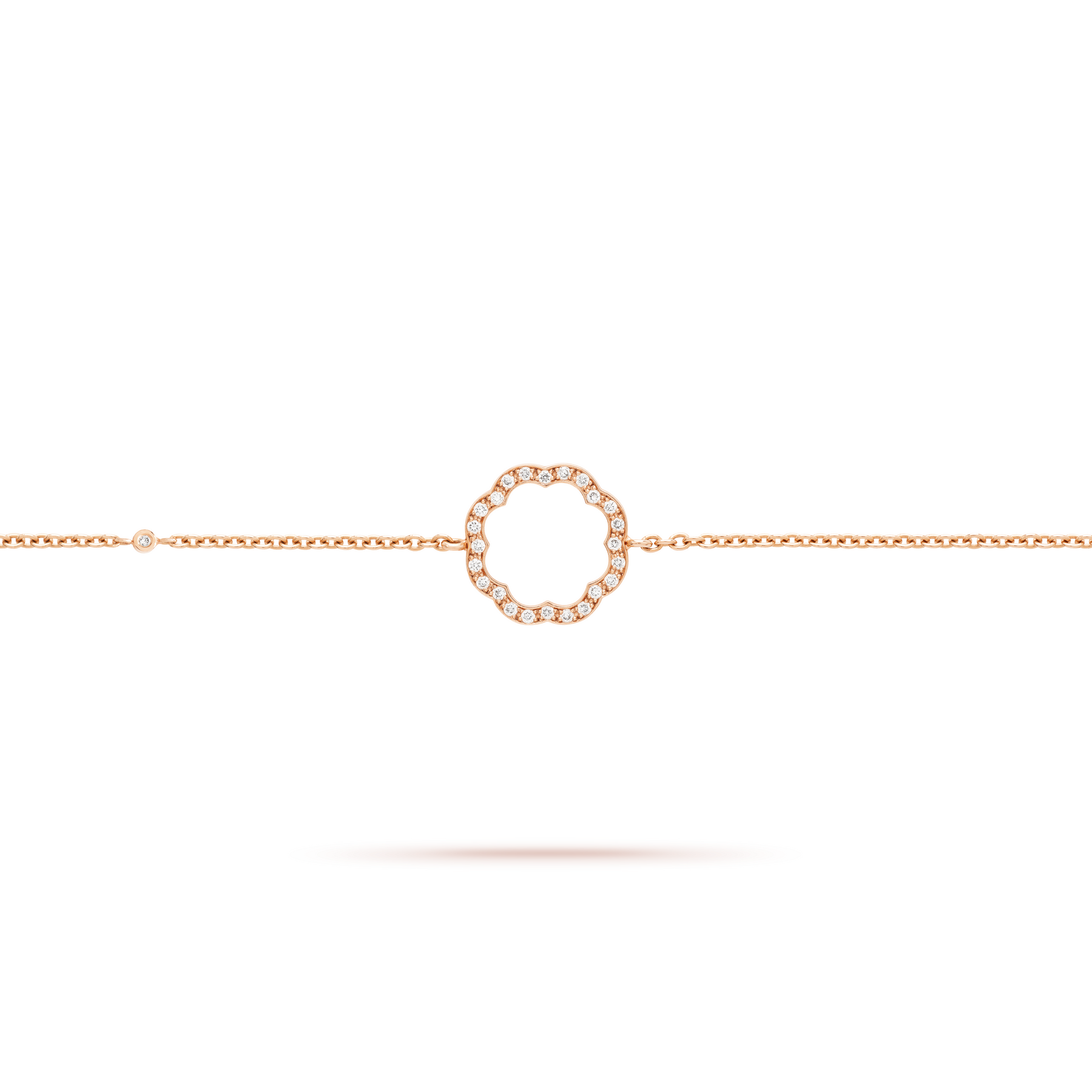 Close-up of MIMOSA Rose gold bracelet with 25 diamonds